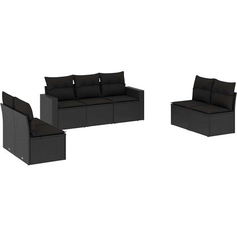 Maison Exclusive - Set Divani da Giardino con Cuscini 7pz Nero Polyrattan (1/3)