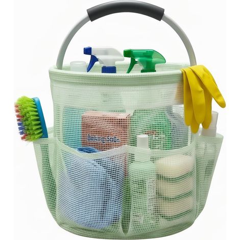 Foldable handheld storage basket with 6 compartments for camping, picnics and the beach - Transparent Green (1/5)