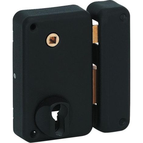 THIRARD - Boitier de serrure verticale en applique double entrée à fouillot pour entrée, droite pouss., axe 45mm, 75x130mm, noir - THIRARD