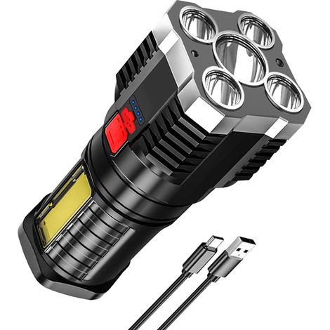 Linterna LED recargable por USB de 800 mAh - Portátil, 4 modos con iluminación de 360° para acampar y hacer senderismo. (1/5)