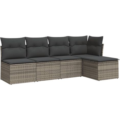 Maison Exclusive - 5-tlg. Garten-Sofagarnitur mit Kissen Grau Pol