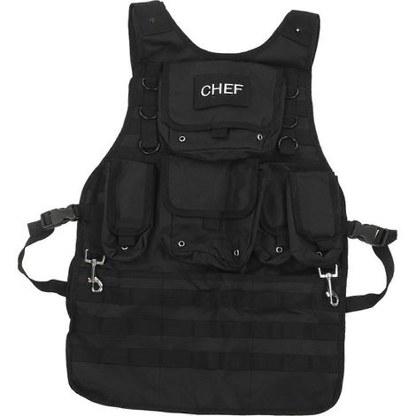 Tablier Molle en toile, tablier de chef pour barbecue et grillades, tablier d'outils de camping et d'extérieur avec poches de rangement (1/4)