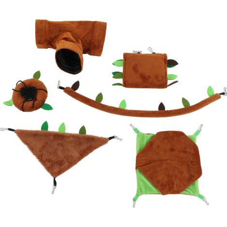 Hamac suspendu pour Hamster, ensemble de lit chaud pour petits animaux, pour Rat, cochon d'inde, planeur de sucre, 6 pièces (1/5)