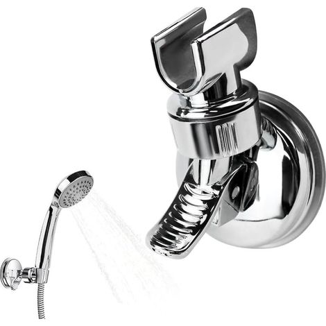 Support de pommeau de douche à ventouse, réglable et amovible, support de douche à ventouse rotatif à 360°, aucun perçage requis. (1/5)