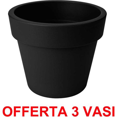 OFFERTA 3 VASO GREEN BASICS TOP PLANTER 40CM LIVING BLACK ELHO
