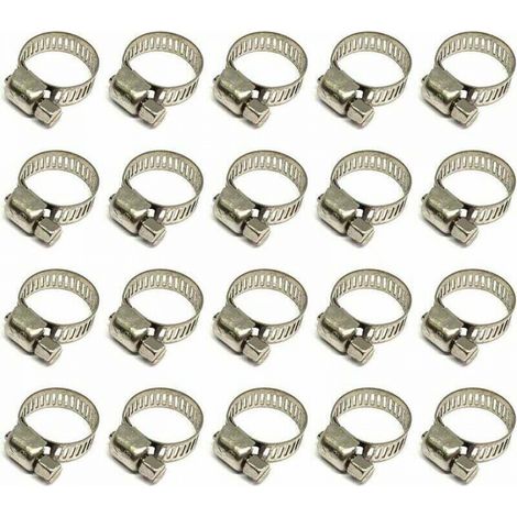 20 Pièces Collier De Serrage Tuyau, Collier De Serrage Tuyau Réglable 10-16mm, 304 Collier De Serrage Inox, Collier Serrage Métallique, Pour Tuyau, Home Gaz, Tuyau D'eau, Câble, Robinet, Etc z (1/5)