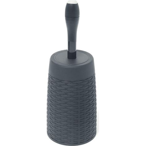 Addis Faux Rattan Toilet Brush Set - Charcoal Grey (1/3)