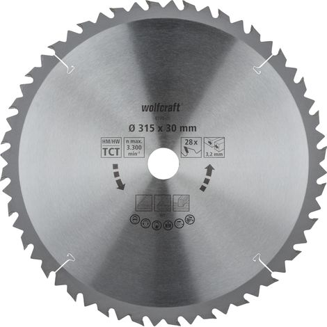 wolfcraft I Tischkreissägeblatt HM, Serie braun I 6742000 I Ø 315 mm, 28 Zähne, schnelle, grobe SchnitteI Sägeblatt I Kreissägeblatt