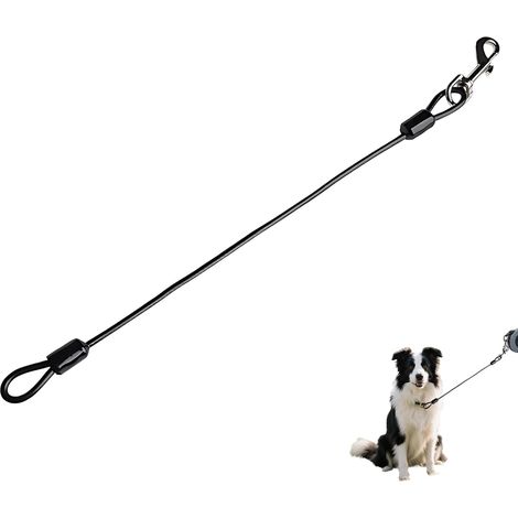 1 - Laisse Chien - Corde Acier - Anti Morsure - Résistance Renforcée Et Rotation 360° Pour Promenade Extérieure Et Sport Noir 48 cm (1/5)