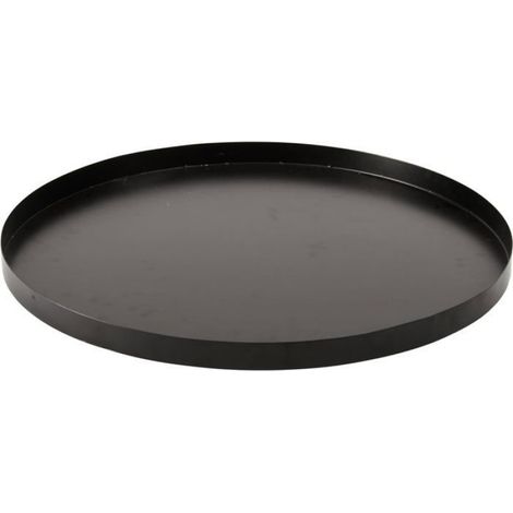 Plaque De Base Ronde - 1 Pièce - Acier Souple - Bord Rehaussé 3 Cm - Pour Portail Et Clôture - Noir Ø 59,5 Cm UMD MUSICAL