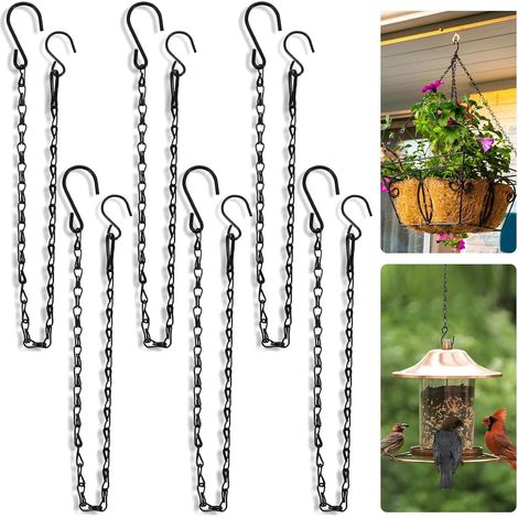 Lot de 6 chaînes pour plantes suspendues, chaînes de plantes noires pour paniers suspendus avec crochets pour jardinières, mangeoires à oiseaux, panneaux d'affichage, décoration intérieure et (1/5)