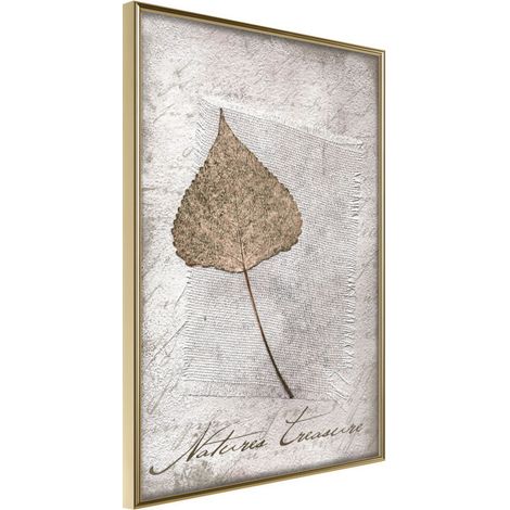 Affiche Murale Encadrée "Dried Leaf" 30 x 42 cm Or