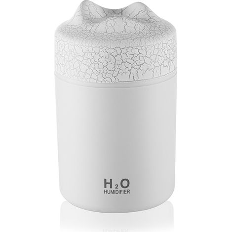 Mini humidificateur USB portable, texture volcanique colorée, humidificateur à vapeur froide de 300 ml, pour voiture et maison. Blanc. (1/5)