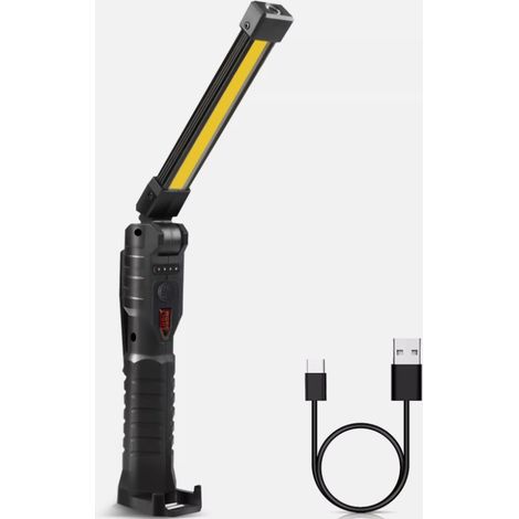 Lampe De Travail Led Cob - 4 Modes D'éclairage - Avec Aimant Et Crochet - Autonomie Jusqu'à 3 Heures - Pour Atelier, Camping, Chasse, Pêche Nocturne - 1 Pièce (1/5)