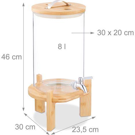 Dispensador de bebida para fiesta de jardín 36 x 23,5 x 30 cm grifo práctico soporte elegante de vidrio transparente 130016378 (1/4)