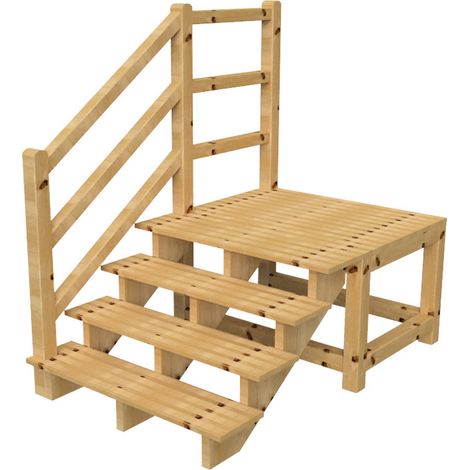 MILANO Außentreppe 4 Stufen H71 cm - Podest L116 x B120 cm - Treppengeländer links - Podestgeländer links