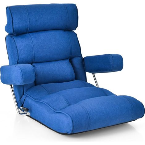 Sedia da terra pieghevole e regolabile 80 x 72 x 75 cm comfort ergonomico design moderno in cotone blu 200012094