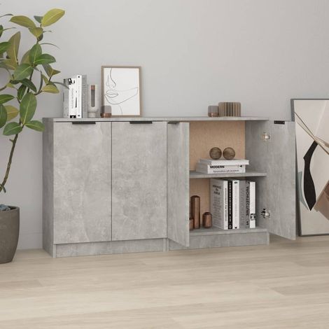 Lot de 2 Buffets Bahut Meubles de rangement Commode Gris béton 60x30x70 cm Bois d'ingénierie BV765807 - BonneVie (1/5)