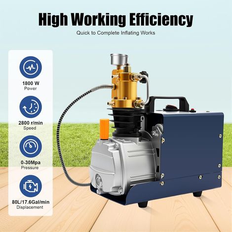 PCP Compresseur d'air 1800 W 30 Mpa Pompe à air haute pression 2800 tr/min 17,6 gal / min pour valves, tuyauterie et petits cylindres haute pression (1/5)