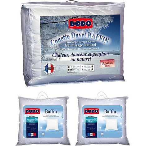 Set BAFFIN di DODO: piumino naturale 240 x 260 cm + 2 guanciali in Piumino 65 x 65 cm
