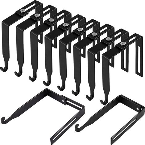 Lot de 8 crochets de cloison réglables en métal noir – Universels pour panneaux de séparation de 3,49 à 8,89 cm, crochets de bureau pour tableau blanc (1/4)