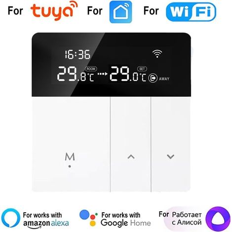 Smart WiFi Thermostat mit App für elektrische Fußbodenheizung, digitaler Regler, 25A elektrische Heizung mit WIFI (inkl. 3m Sensorkabel), Fernbedienung, für Tuya, Smart Life App, kompatibel mit Multip (1/5)