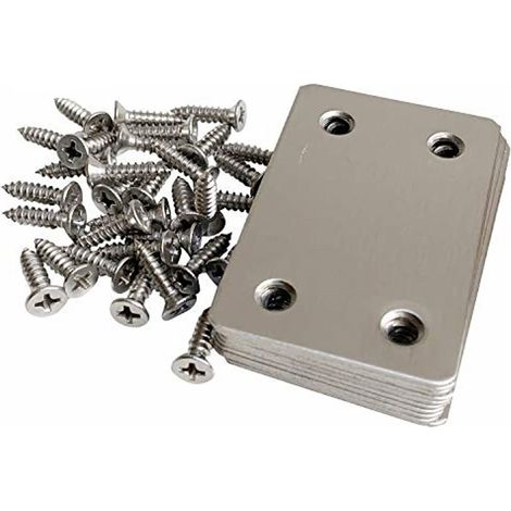 Ensemble de 12 supports plats en acier inoxydable - Supports métalliques durables pour meubles, tables, étagères et armoires (1/5)