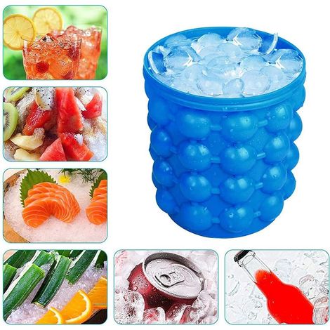 Eiswürfelform – Silikon-Eiskübel – 2-in-1, rund, tragbar – für Eiskaffee und Kaltgetränke – 1 Stück (1/5)