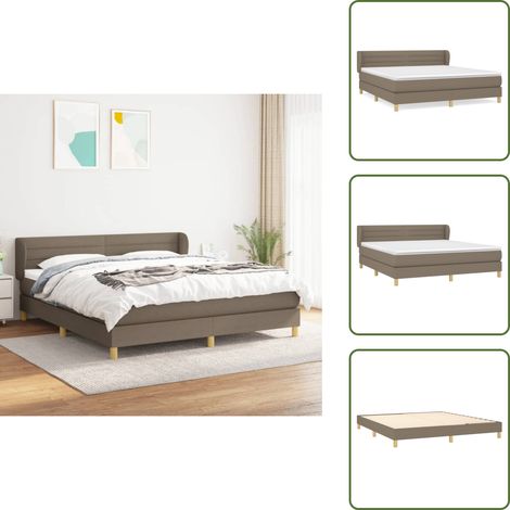 The Living Store Boxspringbett mit Matratze Taupe 160x200 cm Stoff - Boxspringbett - Doppelbett - Bettenrahmen - Lattenrost - Tapete