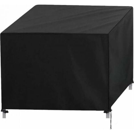 Funda para muebles de jardín, funda protectora rectangular 420D, resistente al agua y a la intemperie, apta para mesas, sillas y muebles de jardín, color negro, 150 x 130 x 90 cm. (1/4)