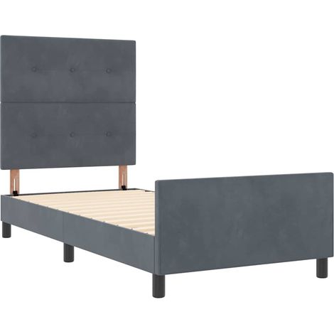 Bed Frame with Headboard Dark grey 90 x 190 cm Velvet vidaXL (1/5)