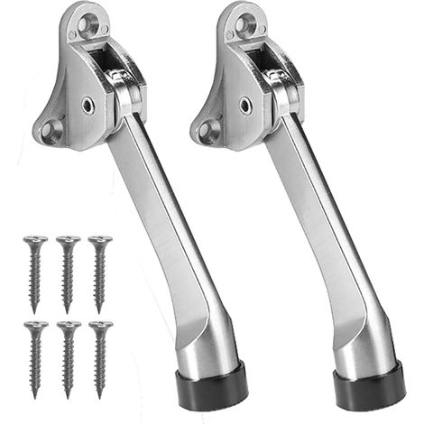 2-teiliger Türstopper, verhindert das Zuschlagen von Türen, Türstopper, Türstütze, mit weichem Gummipuffer und Schrauben – Zinklegierung – 13 cm