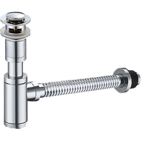 Universeller Siphon mit Ablaufgarnitur und komplettem Waschbeckenablauf, silber, 1/4 x 30 mm, einziehbarer Siphon, Siphon
