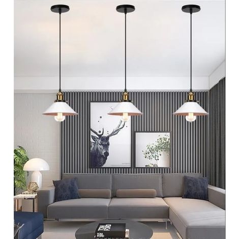 3pcs Moderne Lustre Suspension Réglable,Lampe Luminaire Industrielle Vintage Style Edison pour Salon Chambre (1/4)