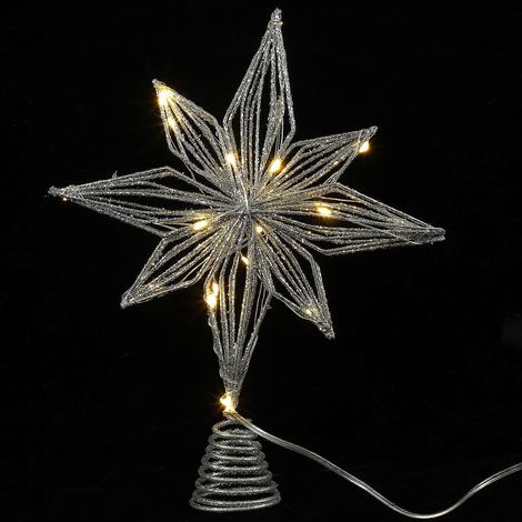 Étoile lumineuse pour sapin de Noël, décoration de Noël pour la maison, 27 x 20 x 4,5 cm (1 pièce) (1/5)