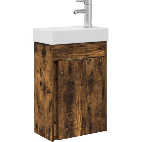 Mobile bagno con rubinetto Rovere Fumo 40,5 x 22,5 x 62 cm vidaXL