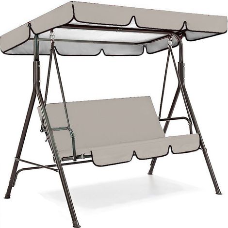 Housse de rechange pour toile et coussin d'assise de balancelle d'extérieur, grise