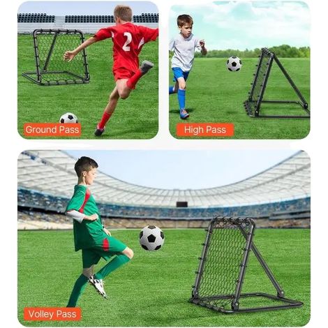 Filet de Rebond de Soccer, 34" x 34", Construction en Tube de Fer, Angle Entièrement Réglable, Convient pour les Exercices d'Entraînement, Design Portable (1/5)