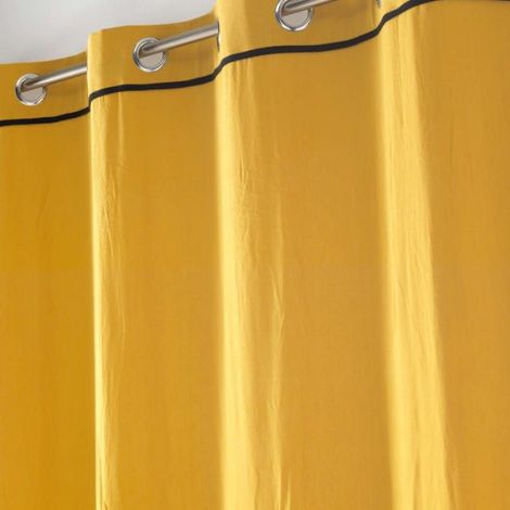 Voilage a oeillets en coton lave 135 x 240 cm Lanette jaune (1/3)