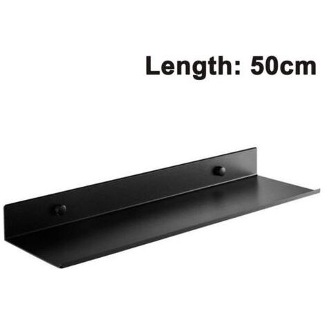Étagère murale en aluminium 50 cm noire style flottant – Antirouille pour Salle de Bain et Cuisine – Décoration Moderne (1/5)