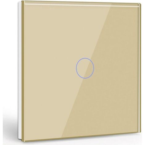 Interrupteur tactile 1 gang 1 voie or – Commutateur de lumière avec LED – Panneau verre cristal – Charge max 300W – Résistant à l'eau et au feu (1/5)
