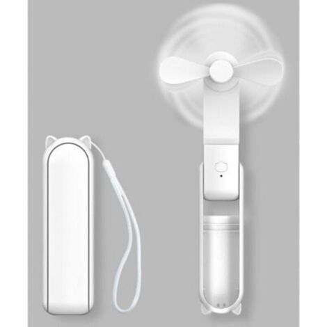 Taschenventilator, tragbarer Handventilator, USB-Akkubetrieb (14–21 Stunden Laufzeit), faltbarer und leiser persönlicher Ventilator mit zusätzlichem externen Akku und Taschenlampe – Weiß (1/5)