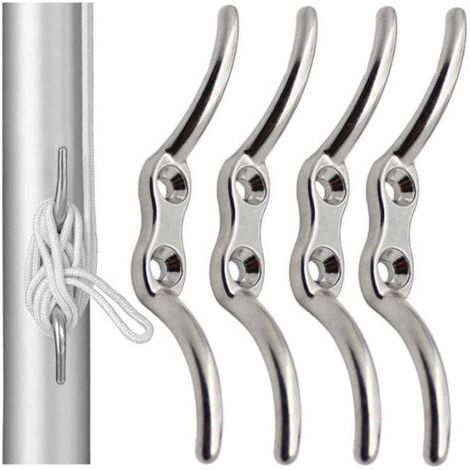 Ganci a bitta, 4 ganci in acciaio inox da 150 mm per fissare corde a pennoni, barche, tende da sole, persiane, teloni (1/5)