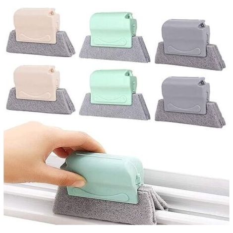 Spazzola multifunzionale per la pulizia (set da 6, grigio/verde/bige): per finestre, cucina e bagno, design creativo e portatile (1/3)