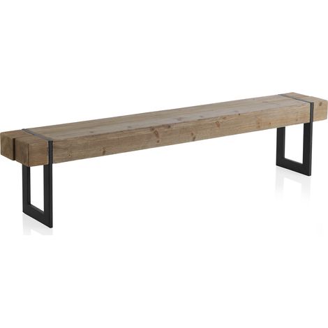 Banc en bois avec pieds en métal (1/2)