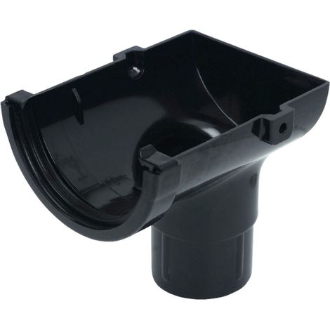 FloPlast 75mm Gutter Stopend Outlet - Black uPVC Connector (1/2)