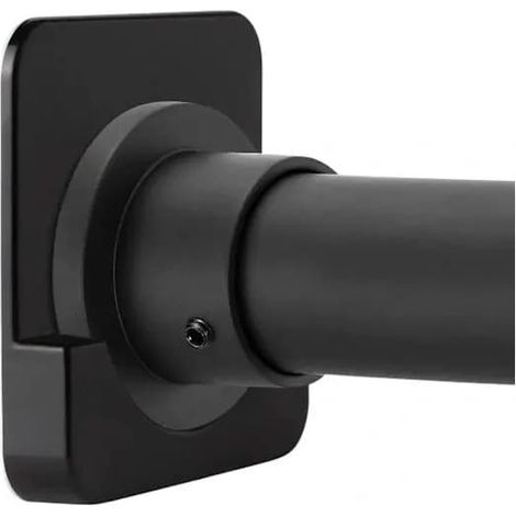 Support de barre de douche, fixation sans perçage ou avec vis, adhésif 3M, pour barre Ø8 cm, capacité 9 kg, noir (1/2)