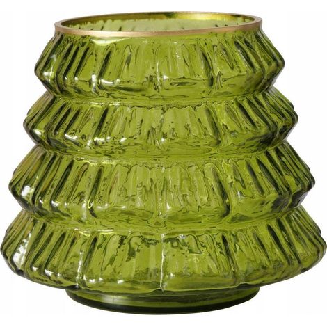 Boltze TIWA portacandela in vetro verde 13 x 13 cm