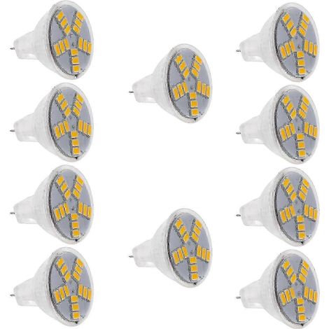 10 ampoules LED MR11 GU4 600 lm 7 W, 15 LED SMD 5630, lumière blanc chaud (1/3)