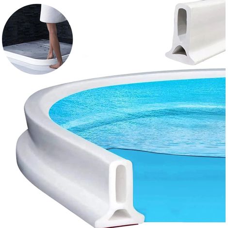 Duschkabinen Dichtung, Bad Wasserbarriere Silikonstreifen Duschwanddichtung, Selbstklebende Duschschwelle Badezimmer Wasserstopper Wasserdamm für Feuchtraum, Dusche, Badezimmer (200CM) (1/5)